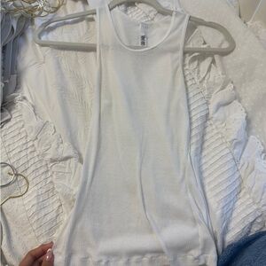 Skims White Ribbed Tank Top